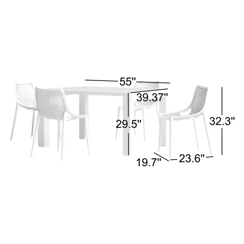 Ensemble de salle à manger pour 4 personnes 39 po Asherton Square, Gris foncé