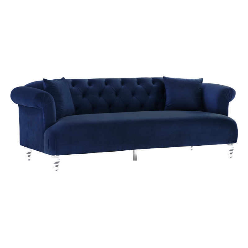 Kingsville 88.49'' Velvet Sofa, Blue