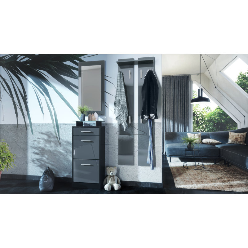 Mcclinton V2 Mini Hallway Set, Grey (glossy)/Black (matt), No
