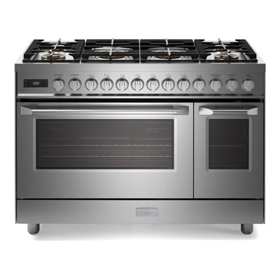 Verona Ultima Collection 48 Inch Dual Fuel Range with 6 Brass Sealed Burners, Griddle, 5.8 cu.ft. Oven Capacity in Stainless Steel