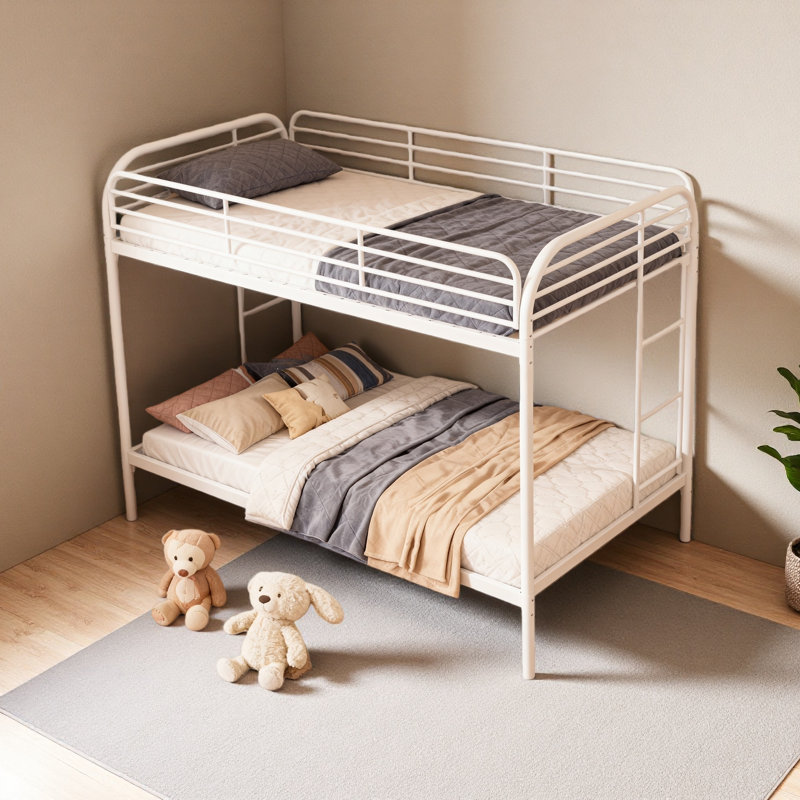 Metal Bunk Bed Twin Over Twin, Heavy Duty Bunk Beds With 2 Ladders And Full-Length Guardrai, No Box Spring Needed, Easy Assemble