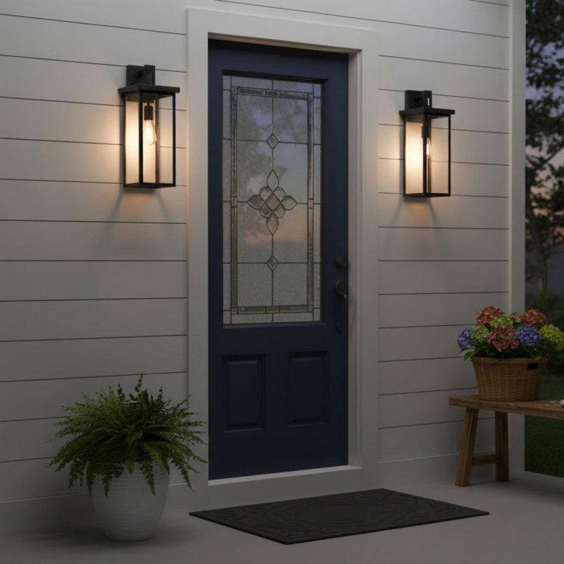19.7 in. 1-Light Black Outdoor Wall Sconce for Porch, Garage or Entry Lighting（2-Pack）