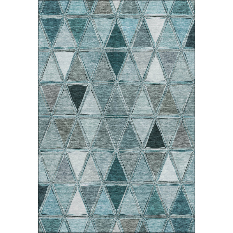 Premium Machine Washable Prisco Teal Rug, Rectangle 5' x 7'6"