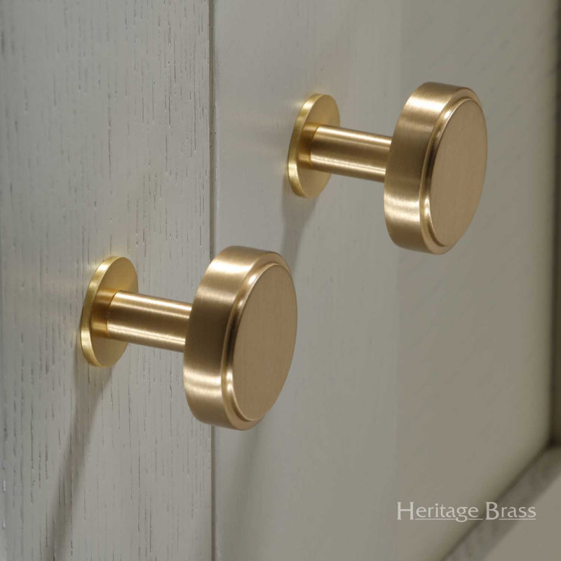 Heritage Brass Cabinet Knob Stepped Disc Design with Rose, 3.2cm