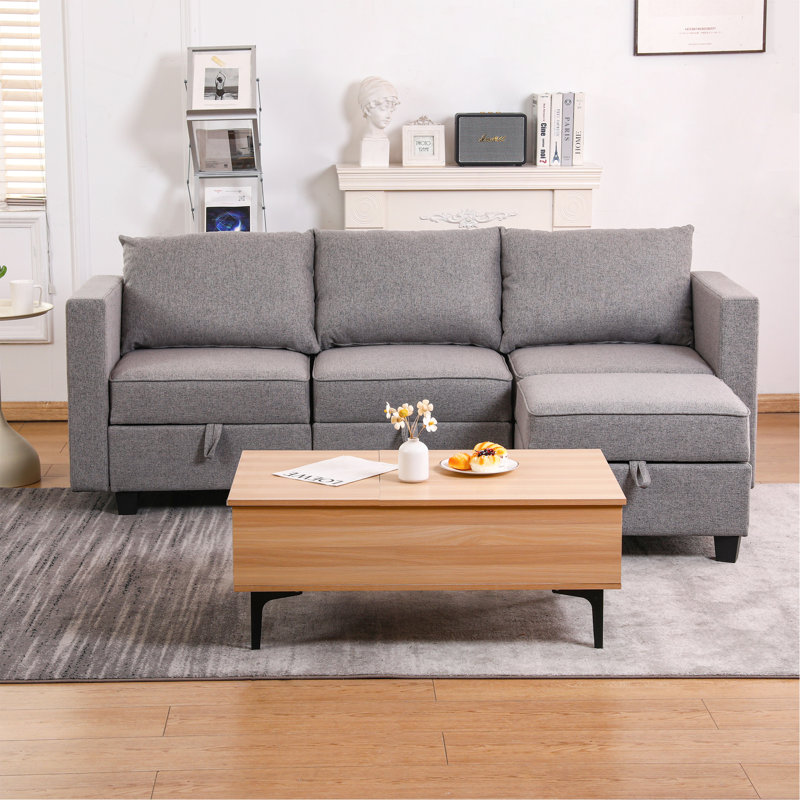 Petit canapé modulaire à 3 places avec canapé modulaire en L et canapé gris foncé