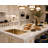 Brushed Gold Brass Single Bowl Undermount 16 Gauge Stainless Steel Kitchen Sink 30"