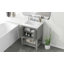 Lavabo de salle de bain moderne élégant en céramique 24 po avec tablette ouverte en bois massif-1240058526