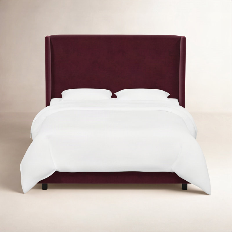 Lit tapissier Tilly, Grand, Velours raisin de luxe