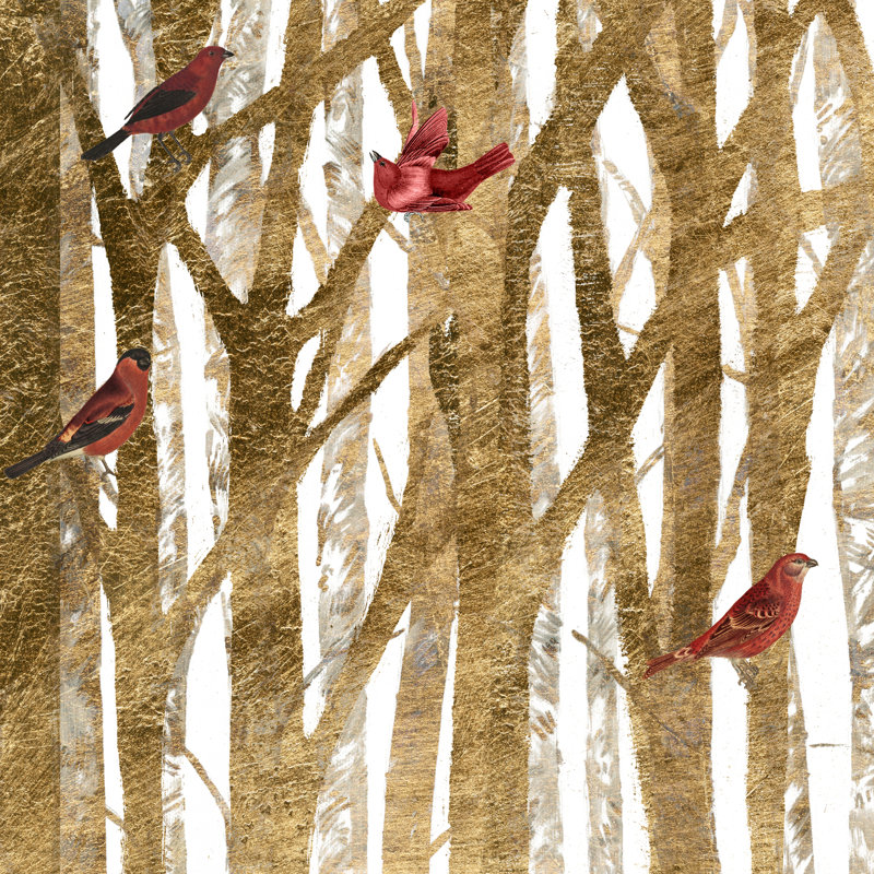 Red Bird Christmas I by Studio W - Wrapped Canvas Painting, 122cm H x 122cm W