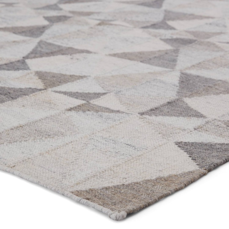 Wendy Jane Flatweave Patchwork Area Rug in Taupe/Gray, Rectangle 2' x 3'