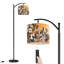 Lampe sur pied à arc avec abat-jour réglable, fantaisie, fleurs de coton, chats, éclairage sur pied, scène de jardin, lampe sur pied, 3 couleurs, intensité variable, grand poteau avec interrupteur au pied pour la chambre à coucher