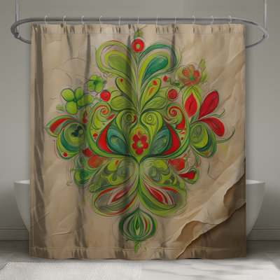 Rideaux de douche à motif floral extra longs