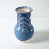 Approx. 11.4 Inches High Green-Blue Vase with Spiral Pattern (5.3" Opening)