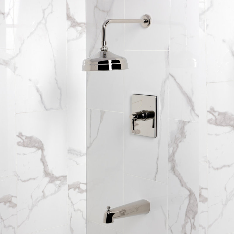 Kingston Brass Nuvofusion Single-Handle Pressure Balanced Tub And Shower Faucet, Polished Nickel