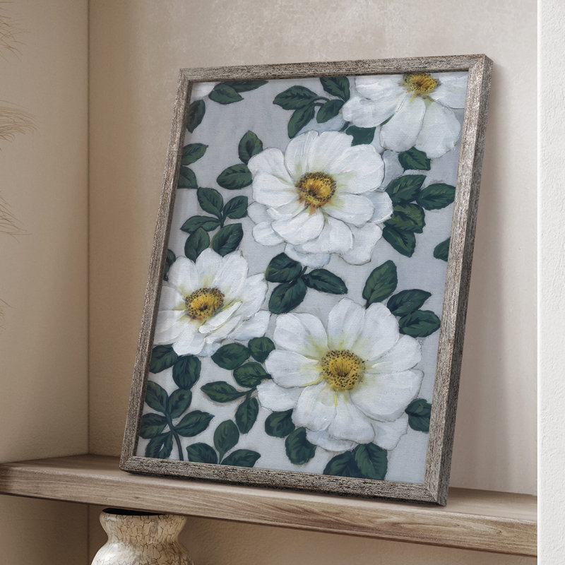 Bright White Flowers I Framed Print - Solid Wood, 30" H x 24" W