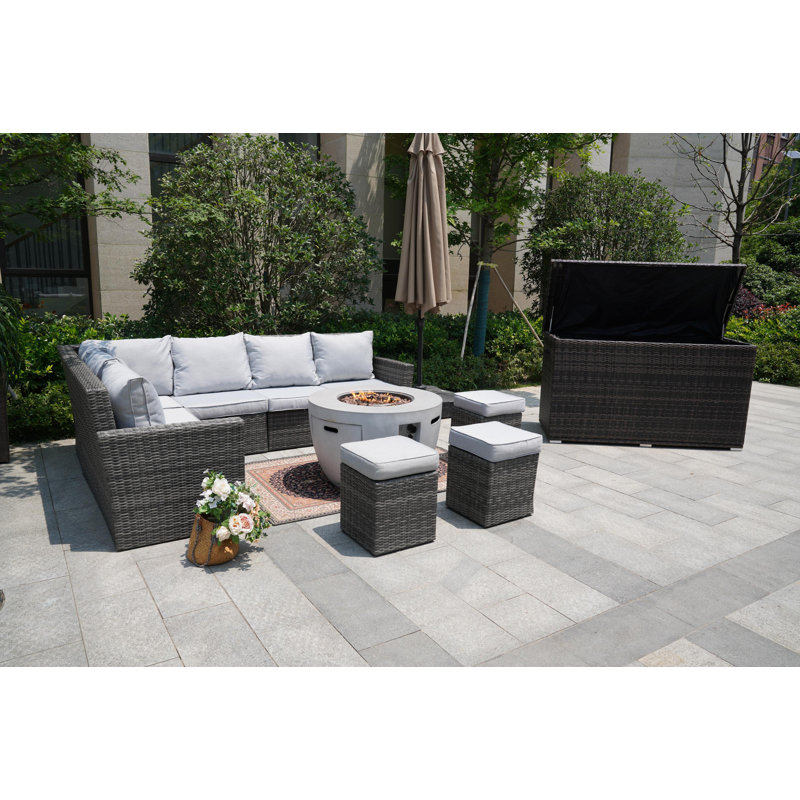 Ensemble de conversation modulaire 8 pièces avec coussins 8 pièces