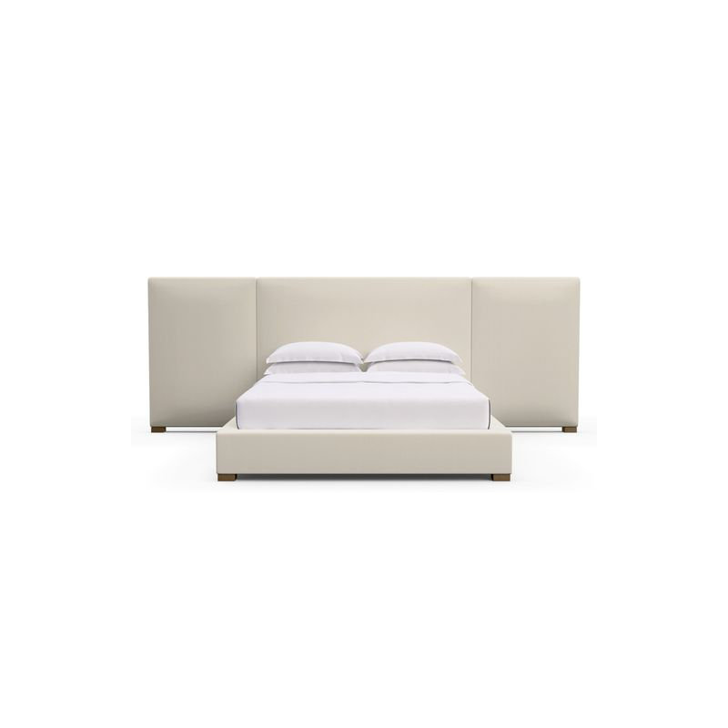 Prospect Upholstered Bed, Plush Velvet Blanc, King, Weathered
