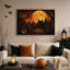 Art mural orange sur toile orange, clair de lune et maison hantée-1603669083