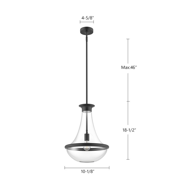 Luminaire suspendu d'extérieur à 1 ampoule H 18,5 po Marcel, Chrome