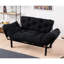 Élégant canapé-lit 2 places en tissu de microfibre noir de 61,0 x 27,6 x 27,6 pouces | Structure 100% métal, rembourrage en mousse à haute résistance, nettoyage facile | Taille du lit: 73,6 po x 27,6 po | Capacité de poids maximale: 440 lb | Parfait pour les petits espaces, le design bohémien et industriel-1543007402