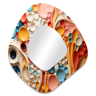 Crayford Colorful Abstract liquid art swirls III - Shapes Asymmetrical Decorative Mirror, Modern Unique Shape Large Wall Mirror, Printed Metal Art