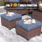 Lark Manor™ 7 Pieces Patio Furniture Set with Swivel Chairs, Rattan Wicker Rocking Glide Chairs with 44" Propane Gas Fire Pit Table Conversation Set-367022932
