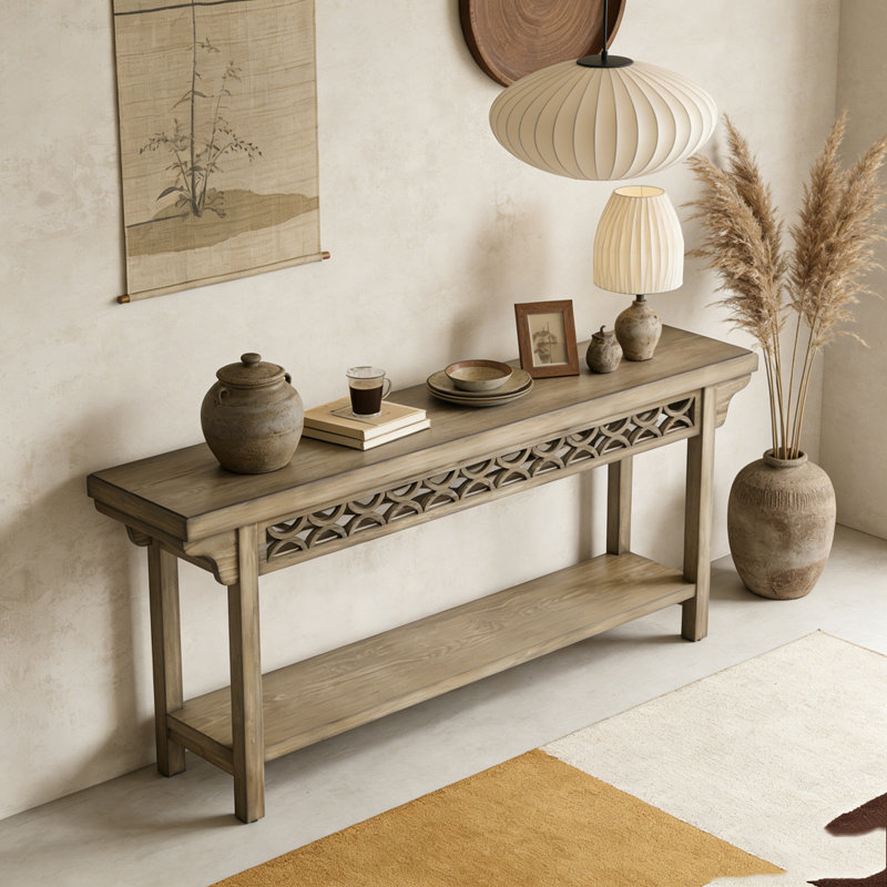 Table basse avec rangement Farmhouse, Gris