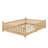 Full Size House Floor Bed with LED Lights and Fence Guardrails for Kids Wood Low Bed Frame with Removable Roof, Natural-125891806-125891809