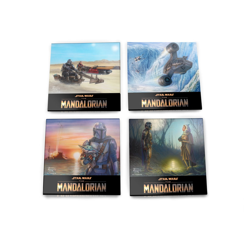 (Symboles) Ensemble de sous-verres en verre Starfire, Star Wars / La collection Mandalorian 3