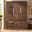 Armoire-penderie moderne 3 portes de 180 cm (71 po) avec double tringle, tiroir à bijoux, 3 tiroirs de rangement, étagère réglable et charnières à fermeture douce, fini noyer.