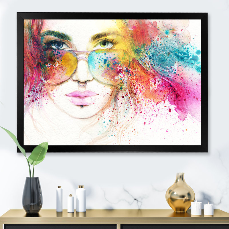 «Fashion Model With Vivid Make Up VI», reproduction sur toile, H 8 po x l 12 po, Cadre noir