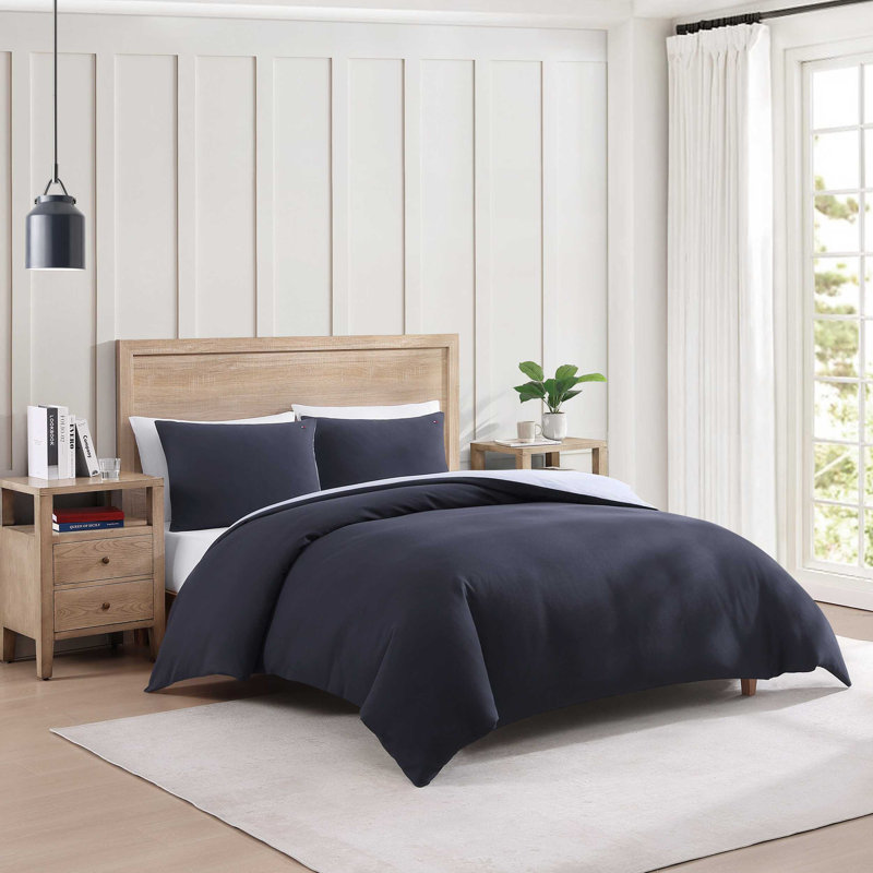 Ensemble de housse de couette Tommy Hilfiger, Marine, Housse de couette pour grand lit et 2 taies décor