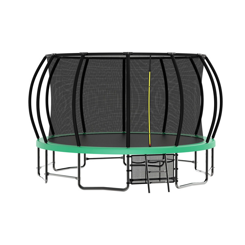 Trampoline de style roman avec barre d'équilibre et filet de clôture