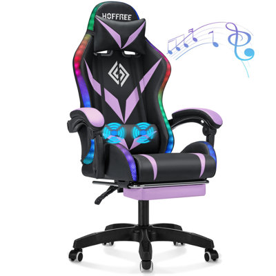 Hoffree Massage Ergonomic Gaming Chair with Bluetooth Speakers and RGB LED Lights by Hoffree