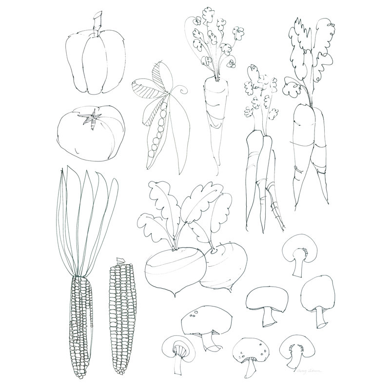 «Line Art Veggies Crop» par Avery Tillmon, reproduction sur toile tendue, L 18 po x H 24 po