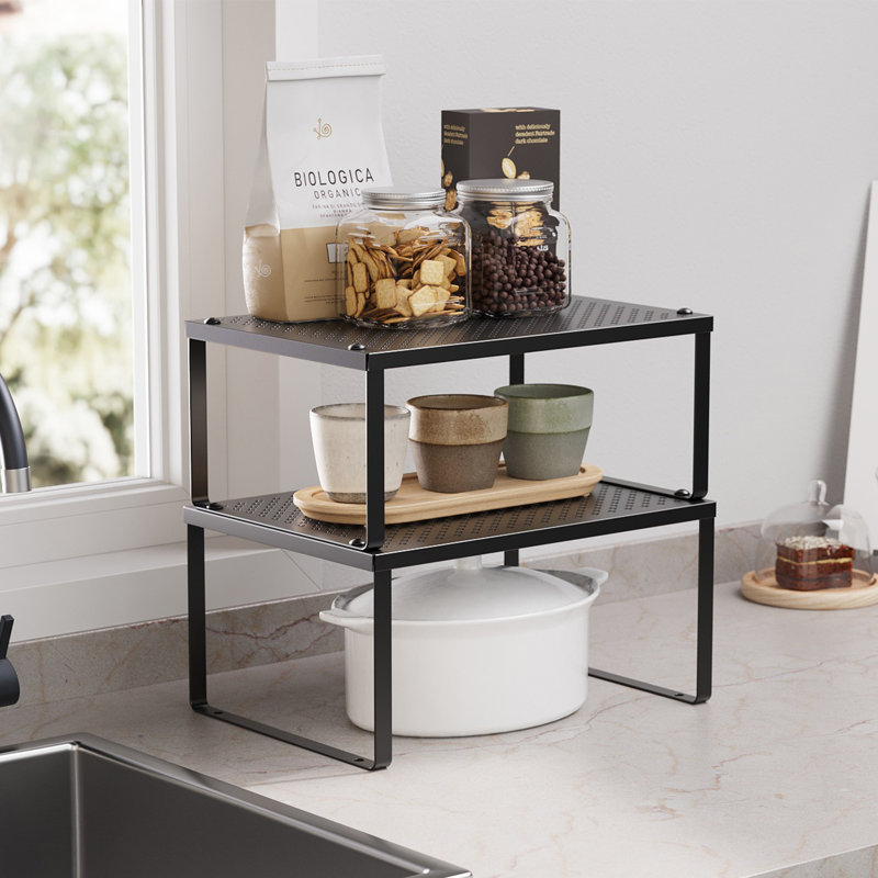 Stackable Cabinet Organizer Shelf, Ink Black