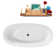 68.5" Streamline Soaking Glossy White Freestanding Tub and Tray With Internal Drain