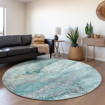 Premium Machine Washable Cerrito AMF505 Teal Rug