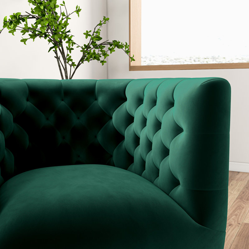 Fauteuil pivotant Quinton, Velours vert