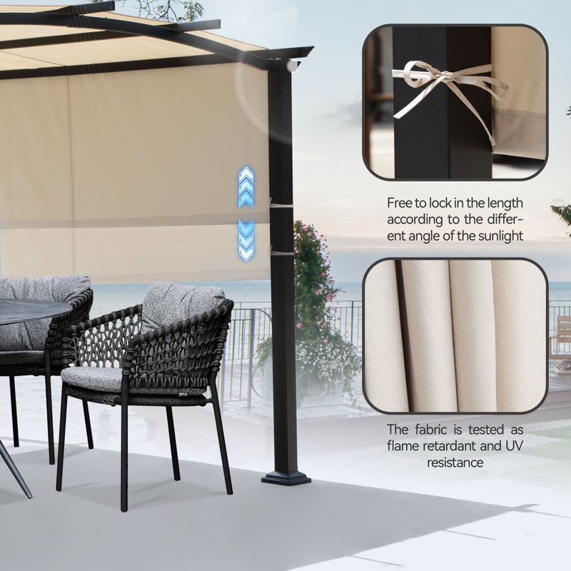 10 pi. L 10 pi. Pergola en métal avec auvent