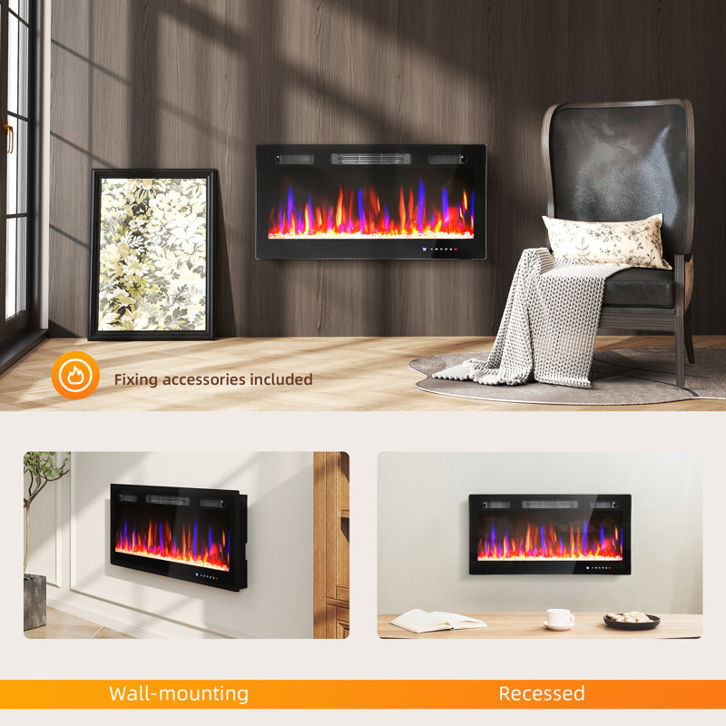 Belfry Heating 91.4cm W Black Electric Fireplace