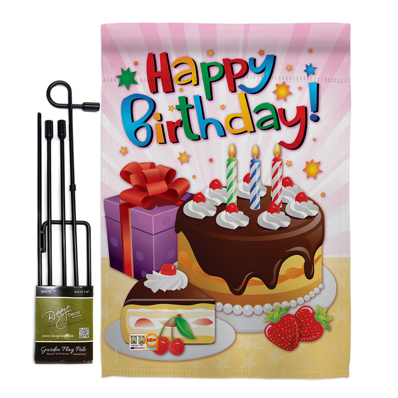 Double Sided 18.5 in. H x 13 in. W Polyester Birthday Flag set