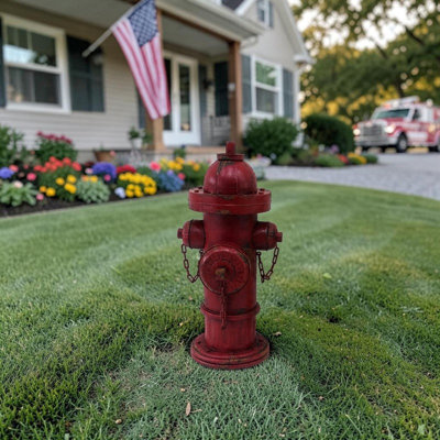 41.25" Tall Red Metal Fire Hydrant Decoration