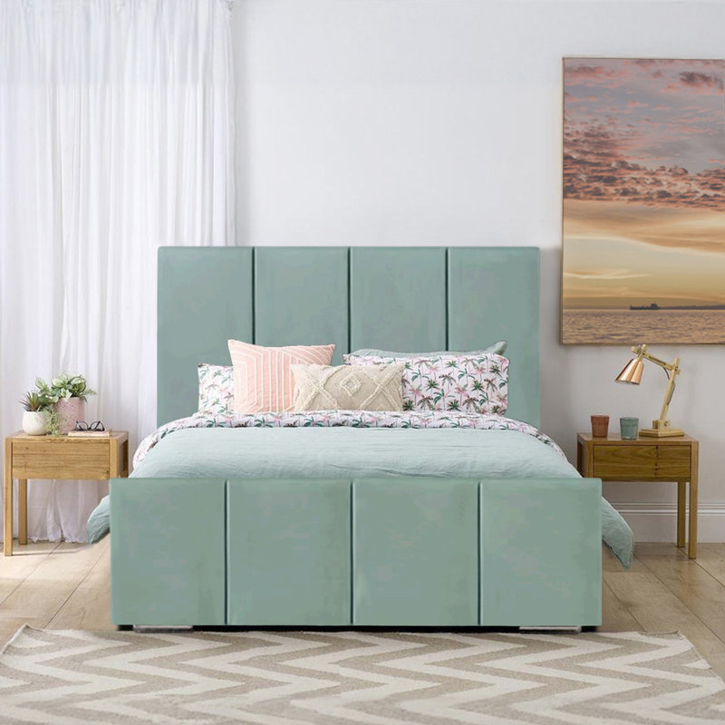 Abdule Upholstered Bed, Duck Egg, Single (3')