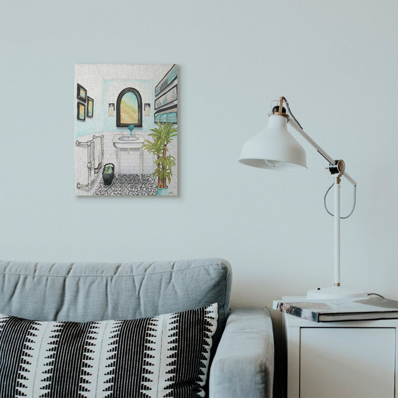 " Bathroom " by Elizabeth Medley, Wrapped Canvas, 20" H x 16" W x 1.5" D