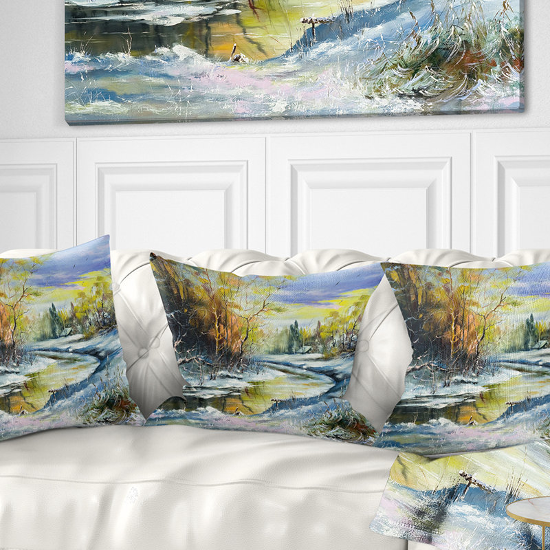 Coussin Landscape River, 18 po x 18 po, Carré