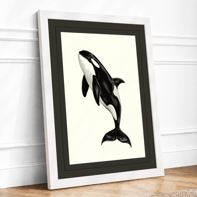 Leaping Orca Coastal - Framed Print, A4 - 29.7 x 21.0 cm, White