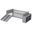 Lit mezzanine bas pour enfants avec glissade et rangement mobile