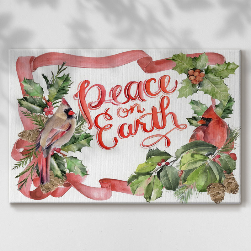 «Cardinal Holly Christmas Collection A», reproduction sur toile, H 8 po x l 12 po x P 1,5 po