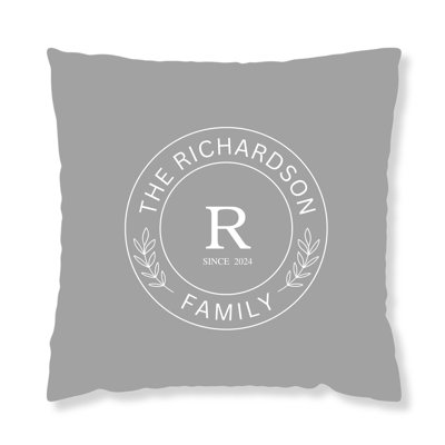 Personalized Family Name Pillow Cover With Monogram Initial & Wreath | Custom Name Throw Pillow